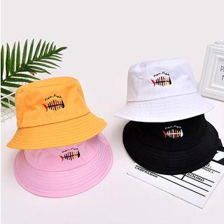 Embroidered Fish Bone Bucket Hat