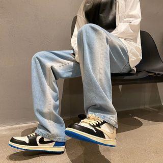 Low Rise Two-tone Straight Leg Jeans