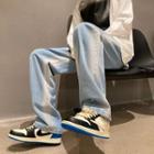 Low Rise Two-tone Straight Leg Jeans