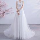 Lace Panel Cutout-back Sleeveless A-line Wedding Gown