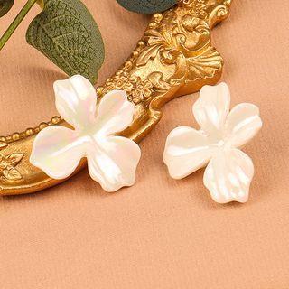 Flower Earring 1 Pair - Ear Studs - White - One Size