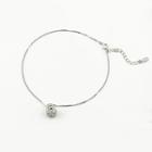 925 Sterling Silver Rhinestone Anklet 925 Silver - Barrel - One Size