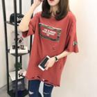 Ripped Elbow-sleeve Long T-shirt