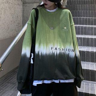Lettering Ombre Sweatshirt Lettering Ombre - Green - One Size