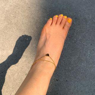 Heart-pendant Layered Anklet Gold - One Size