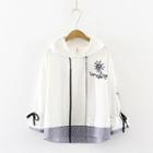 Striped Paneled Embroidered Hoodie