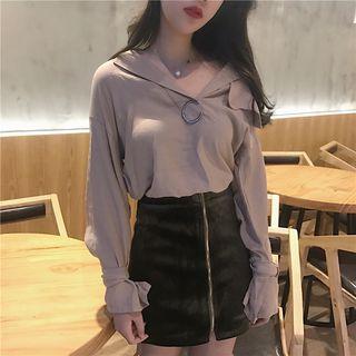 V-neck Belted Blouse