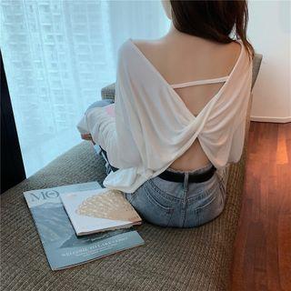 Cutout Twist-back Long-sleeve T-shirt