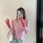 Two-tone Ribbed Knit Cardigan