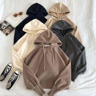 Plain Fleece Long-sleeve Hooded Sweatshirt