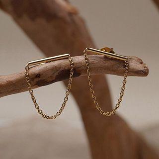 Alloy Bar & Chain Earring 1 Pair - Gold - One Size
