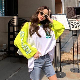 Raglan-sleeve Letter-printed Oversized T-shirt
