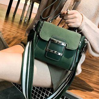 Faux-suede Buckled Satchel