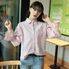 Check Bell-sleeve Blouse