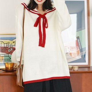 Sailor Collar Sweater White - One Size