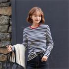 Elbow-patch Striped T-shirt