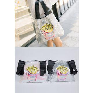 Sequined Printed Shopper Bag