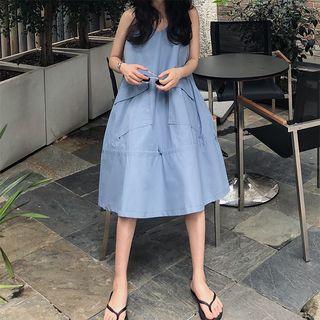 Plain Spaghetti-strap A-line Dress