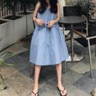 Plain Spaghetti-strap A-line Dress
