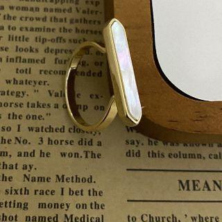 Bar Shell Alloy Ring Ring - Shell - White & Gold - No 8