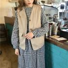 Plain Vest / Check Long Sleeve Dress
