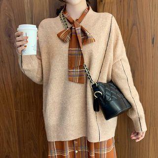 Plaid Midi A-line Shirt Dress / Sweater / Set