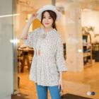 Tessaled Floral Peasant Smock Top