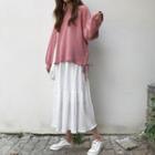 Lace-up Sweatshirt / Midi A-line Skirt