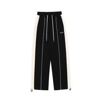Two-tone Panel Drawstring-cuff Sweatpants