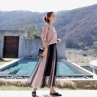 Tow-tone Maxi Tulle Skirt