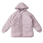 Padded Hooded Zip-up Jacket Mauve Pink - One Size