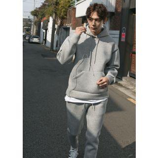 Set: Hooded Layered-hem Sweatshirt + Neoprene Sweat Pants