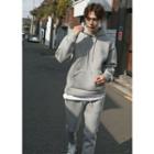 Set: Hooded Layered-hem Sweatshirt + Neoprene Sweat Pants