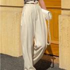 Plain Wide-leg Pants / Beaded Belt