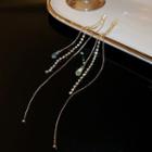 Rhinestone Alloy Fringed Earring 1 Pair - Earring - Silver Pin - Tassel - Gold - One Size