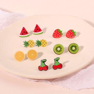 Acrylic Fruit Earring Set Of 6 Pairs - One Size