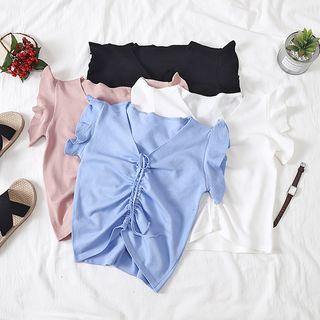 V-neck Short-sleeve Crop T-shirt