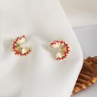 Alloy Earring Gold & Red - One Size