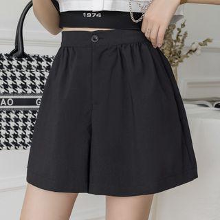High Waist Plain A-line Shorts