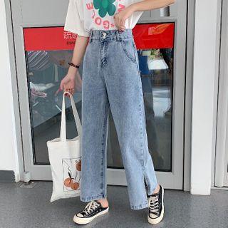 Wide Leg Slit Jeans