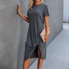 Short-sleeve Twist Slit T-shirt Dress