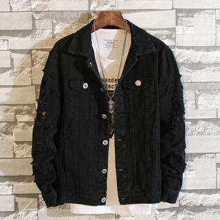 Couple Matching Distressed Buttoned Denim Jacket