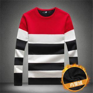 Stripe Fleece-lined Long-sleeve T-shirt