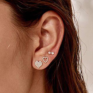 3-pair Set: Heart / Bow Earring (assorted Designs) 3 Pair Set - Heart & Bow Earring - One Size
