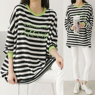 Striped Letter Print Sweatshirt