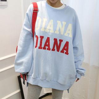 Brushed-fleece Lined Letter-printed Sweatshirt