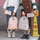 Set Of 2: Embroidered Canvas Backpack + Zip Pouch
