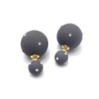 Grey Ball W/ Rhinestone 2-sided Earring Black - One Size