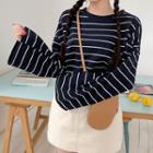 Wide-sleeve Striped T-shirt