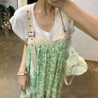 Sleeveless Lace Trim Floral Maxi Dress